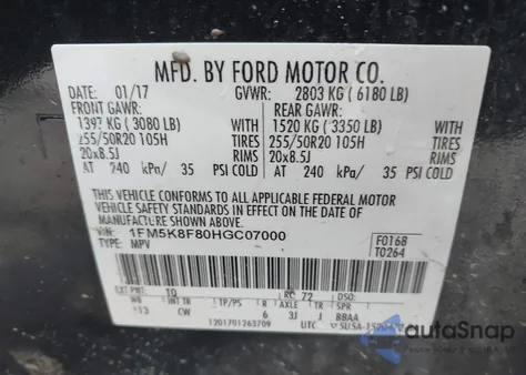 2017 Ford Explorer Limited from USA, damaged, VIN 1FM5K8F80HGC07000